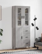 vidaXL Висок шкаф сив сонома 695x34x180 см инженерно дърво