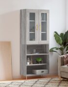 vidaXL Висок шкаф сив сонома 695x34x180 см инженерно дърво