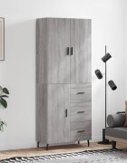 vidaXL Висок шкаф сив сонома 695x34x180 см инженерно дърво