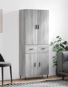 vidaXL Висок шкаф сив сонома 695x34x180 см инженерно дърво