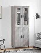 vidaXL Висок шкаф сив сонома 695x34x180 см инженерно дърво