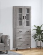 vidaXL Висок шкаф сив сонома 695x34x180 см инженерно дърво