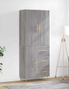 vidaXL Висок шкаф сив сонома 695x34x180 см инженерно дърво