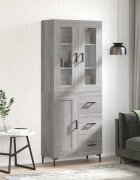 vidaXL Висок шкаф сив сонома 695x34x180 см инженерно дърво