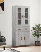 vidaXL Висок шкаф сив сонома 695x34x180 см инженерно дърво