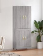 vidaXL Висок шкаф сив сонома 695x34x180 см инженерно дърво