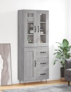 vidaXL Висок шкаф сив сонома 695x34x180 см инженерно дърво