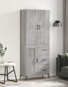 vidaXL Висок шкаф сив сонома 695x34x180 см инженерно дърво