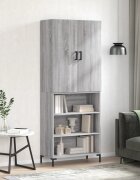 vidaXL Висок шкаф сив сонома 695x34x180 см инженерно дърво