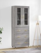 vidaXL Висок шкаф сив сонома 695x34x180 см инженерно дърво