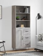 vidaXL Висок шкаф сив сонома 695x34x180 см инженерно дърво