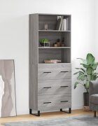 vidaXL Висок шкаф сив сонома 695x34x180 см инженерно дърво