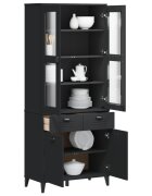 vidaXL Висок шкаф "VIKEN" черен 80x40x190 см бор масив