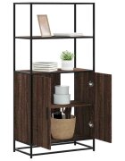 vidaXL Висока етажерка Кафяв дъб 68x35x139 cm Обработено дърво и метал