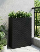 vidaXL Висока саксия Черно 55 x 22 x 70 см полиратан