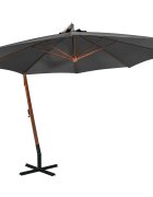 vidaXL Висящ градински чадър с прът антрацит 35x29 м чам масив