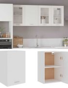 vidaXL Висящ шкаф "Lyon" бял 395x31x60 см инженерно дърво