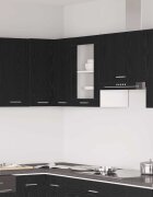 vidaXL Висящ стъклен шкаф черен дъб 40x31x60 см инженерно дърво