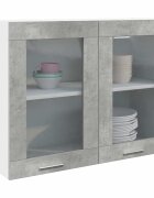 vidaXL Висящ стъклен шкаф "Лион" сив бетонен 80x31x60 см