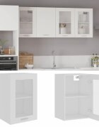 vidaXL Висящ стъклен шкаф "Lyon" бял 40x31x60 см инженерно дърво