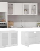 vidaXL Висящ стъклен шкаф "Lyon" бял 80x31x60 см инженерно дърво