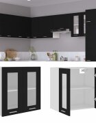 vidaXL Висящ стъклен шкаф "Lyon" черен 60x31x60 см инженерно дърво