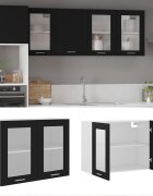 vidaXL Висящ стъклен шкаф "Lyon" черен 80x31x60 см инженерно дърво