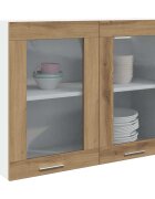 vidaXL Висящ стъклен шкаф "Lyon" дъб Artisan 80x31x60 см инженерно дърво