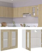 vidaXL Висящ стъклен шкаф "Lyon" дъб сонома 60x31x60 см инженерно дърво