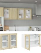vidaXL Висящ стъклен шкаф "Lyon" дъб сонома 80x31x60 см инженерно дърво