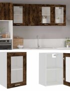 vidaXL Висящ стъклен шкаф "Lyon" опушен дъб 40x31x60 см инженерно дърво