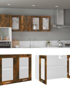 vidaXL Висящ стъклен шкаф "Lyon" опушен дъб 80x31x60 см инженерно дърво