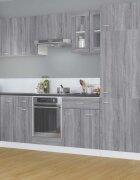 vidaXL Висящ стъклен шкаф "Lyon" сив цвят сонома 60x31x60 см инженерно дърво
