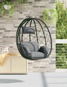 vidaXL Висящ стол яйце полиратан 915 x 545 x 107 см Антрацит