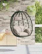 vidaXL Висящ стол яйце полиратан 915 x 545 x 107 см Таупе