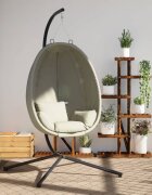 vidaXL Висящ стол яйце със стойка бежов текстил и стомана