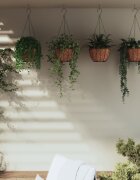 vidaXL Висящи саксии 4 бр с кокосови вложки черни Ø 30x52 см стомана
