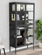 vidaXL Витрина антрацит 90x40x180 см стомана и закалено стъкло