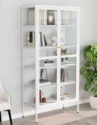 vidaXL Витрина бяла 90x40x180 см стомана и закалено стъкло