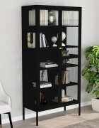 vidaXL Витрина черна 90x40x180 см стомана и закалено стъкло
