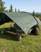 vidaXL Водоустойчив палатка навес Военнозелено 695 x 580 x 200 см