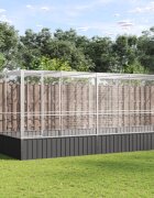 vidaXL Волиера с удължение сребриста 1246x207x212 см стомана