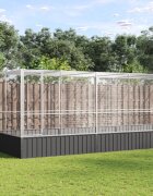 vidaXL Волиера с удължение сребриста 625x207x212 см стомана