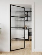 vidaXL Врата за дом 102 x 2015 x 35 см Алуминий и закалено стъкло
