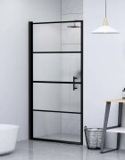 vidaXL Врата за душ 100x178 см полуматирано закалено стъкло черна
