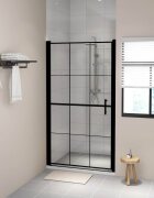 vidaXL Врата за душ закалено стъкло 100x178 см черна