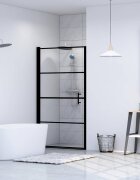 vidaXL Врата за душ закалено стъкло 81x195 см черна