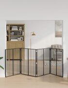vidaXL Врата за кучета 4 бр. Черно 100 x 100 cm Поцинкована стомана