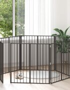 vidaXL Врата за кучета 6 бр. Черно 100 x 100 cm Поцинкована стомана