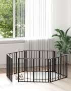 vidaXL Врата за кучета 6 бр. Черно 80 x 60 cm Поцинкована стомана